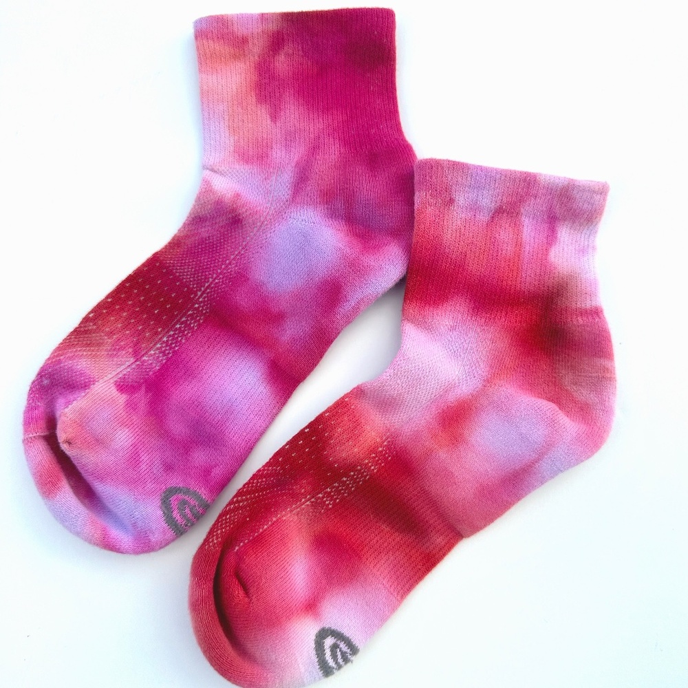 Tie dye socks red hot pink ice dye women's socks hand dyed colorful socks Size M